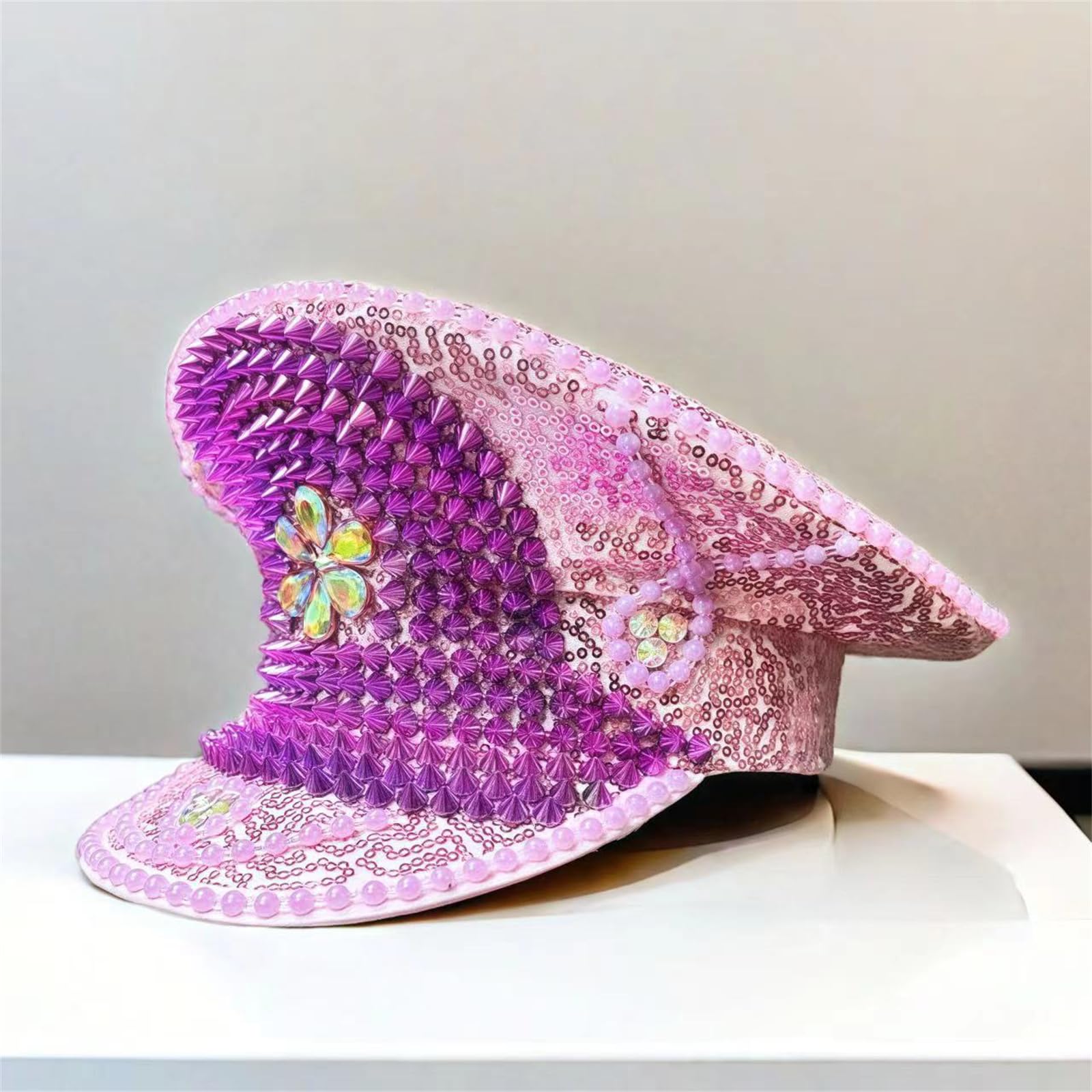 Chapeau de marin avec strass - Accessoire de mode pour enterrement de vie de jeune fille et festivals