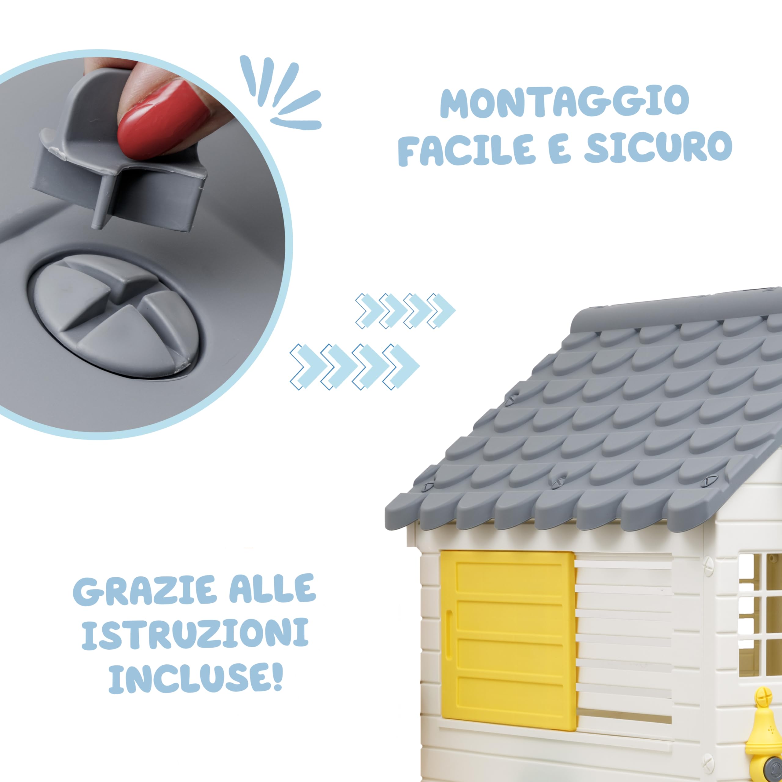 Baroni Toys Casetta da Giardino per Bambini con Staccionata, Plastica, 140x108x127 cm