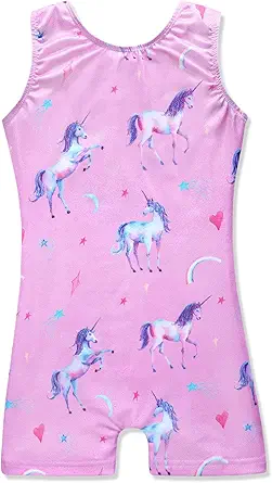 HOZIY Girls Gymnastics Leotards for Kids Tumbling Outfits Biketard Sparkle Adorable Pattern