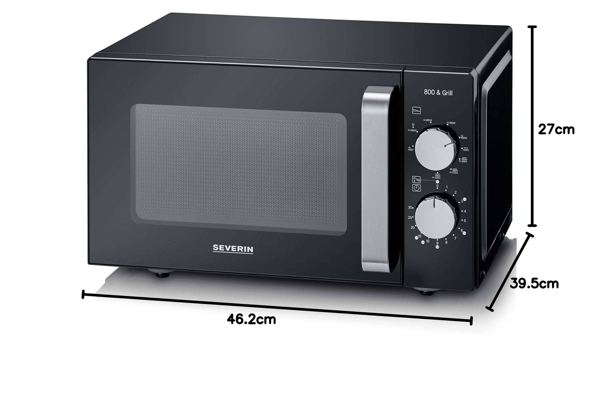 Severin MW 7762 kuchenka mikrofalowa z grillem i z dnem ceramicznym, pojemność 20 l, obsługa manualna, 9 poziomów mocy, moc 800 W