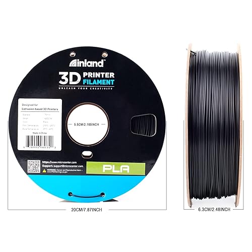 Miniatura 6 de Inalnd - Filamento de PLA para impresora 3D, carrete de 2.2 libras (1 kg), Negro