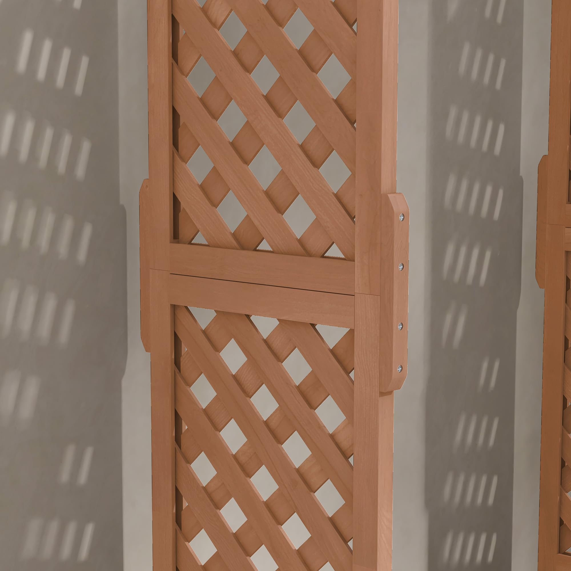 Outsunny Fioriera con Grigliato e Tettuccio in Legno di Abete, Fioriera da Esterno con Fori di Drenaggio, 112x41x180 cm, Marrone