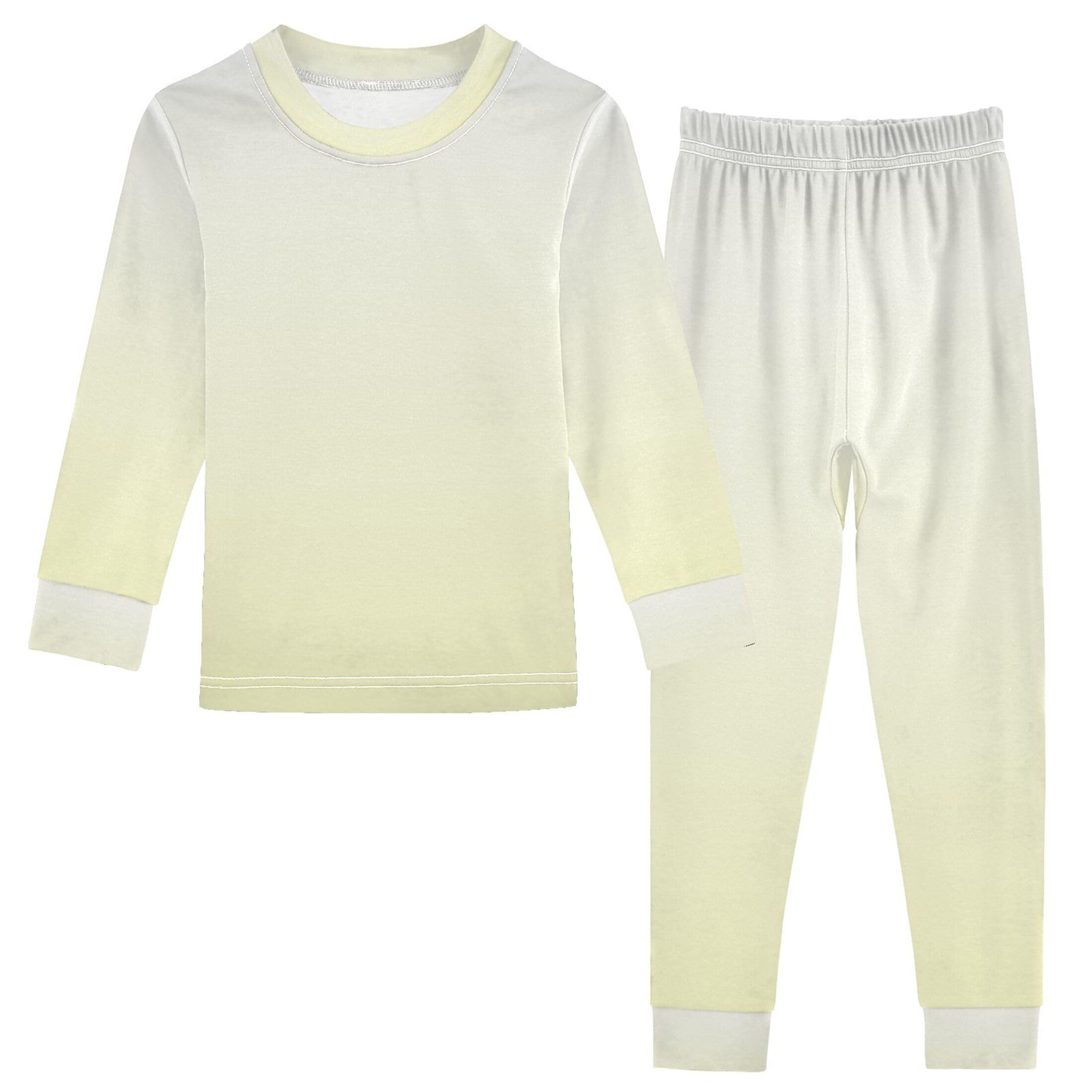 Gradient Light Yellow Long Sleeve Pajamas Set Sleepwear Jammies 2pcs Set Pjs Gradient Light Yellow