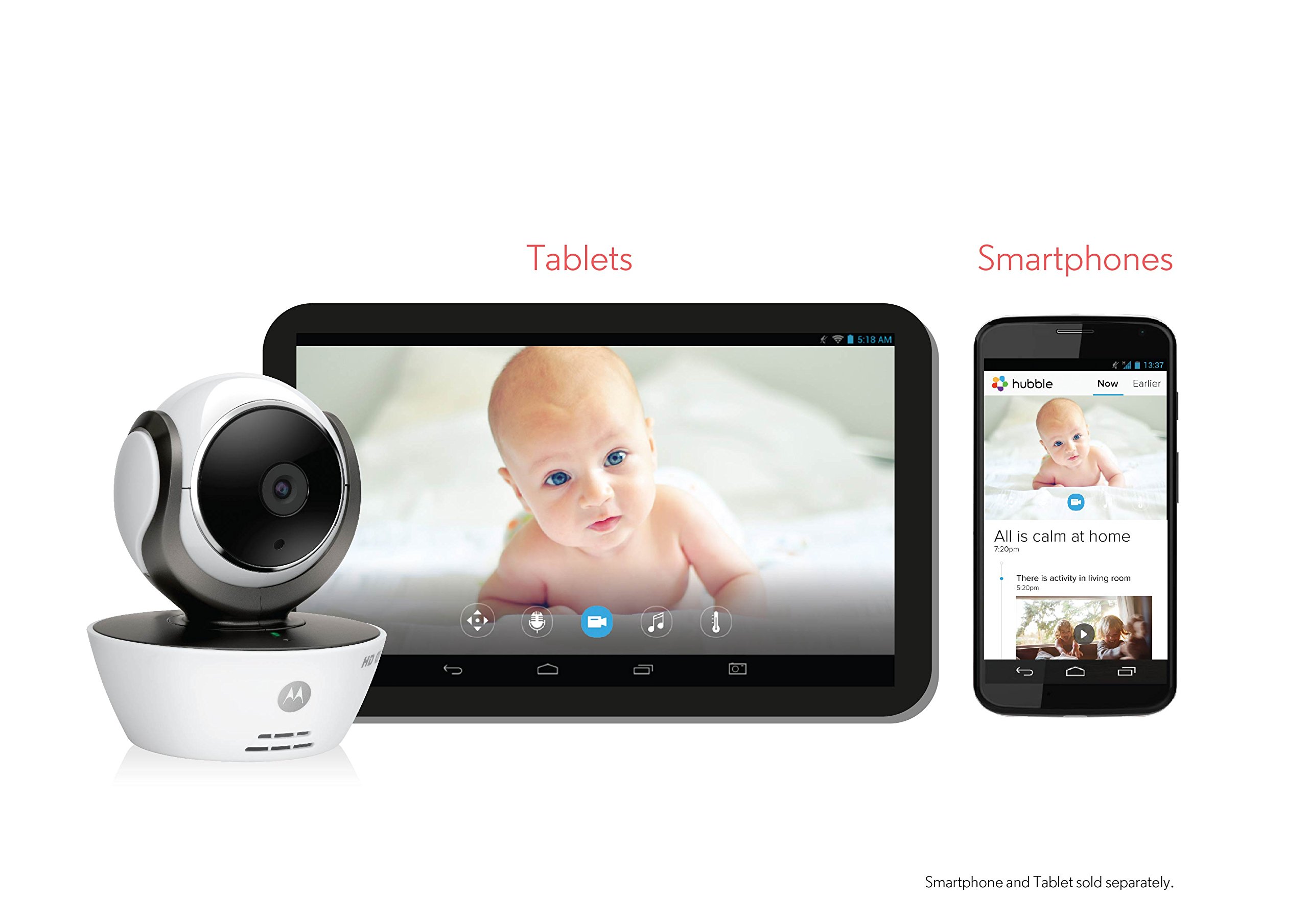 Motorola Babyphone Vidéo connecté Wi-Fi avec écran 4,3" - MBP854 Connect Blanc