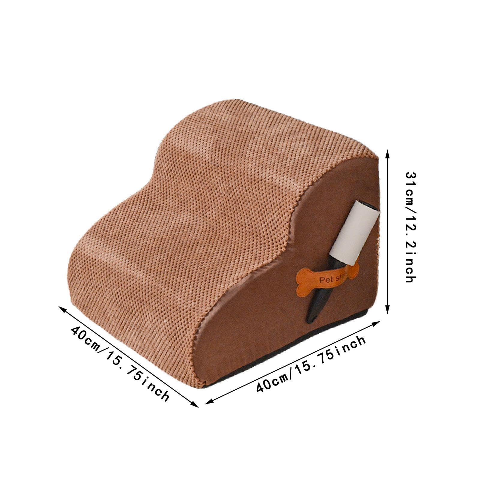 Escaliers pour Chiens 40cm 2 Marches Antidérapant avec Couverture Lavable pour Monter Canapé et Lit- CafÉ