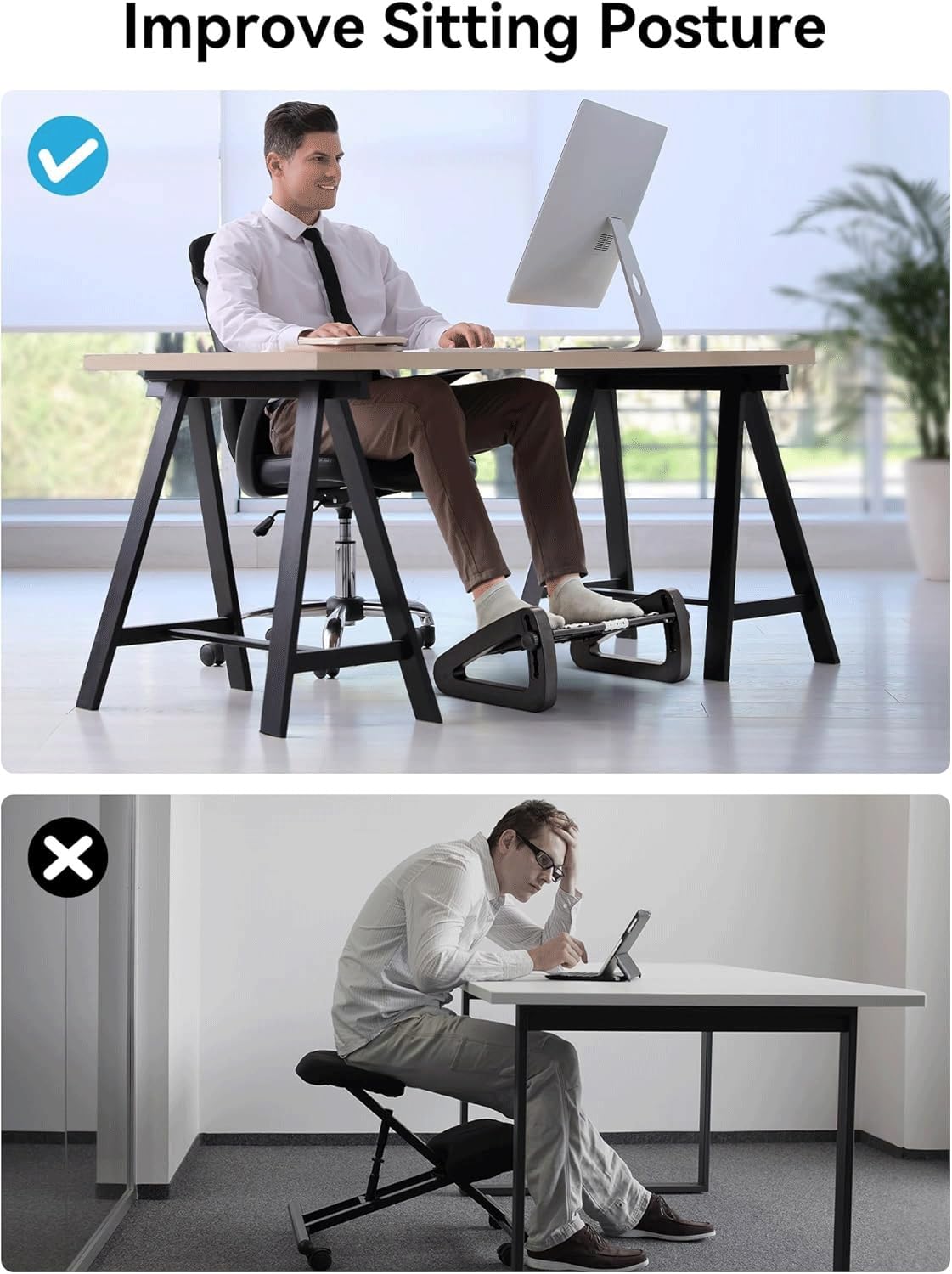 Poggiapiedi sotto La Scrivania, Poggiapiedi Ergonomico Massaggiante con 6 Regolazioni di Altezza E Inclinazione E Pannello Antiscivolo, Adatto per L'uso in Casa E in Ufficio(2PCS)
