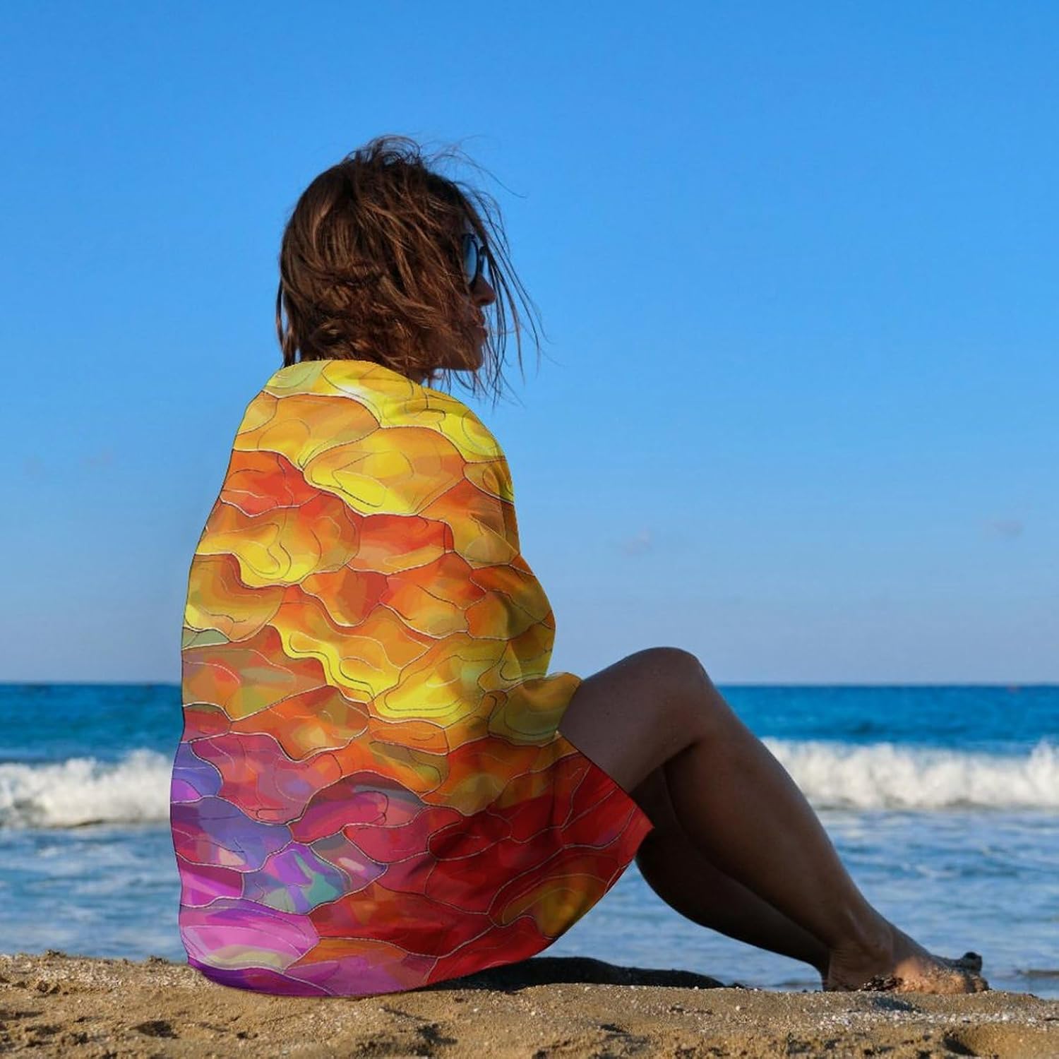 Swimming Towel, Color Gradient Art Printed Fashion Towel,Portable Towel,Durable Towel