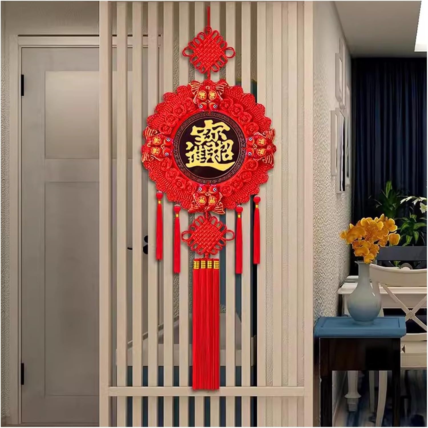 Chinese Knot,Pendant with Tassel Traditional New Year Holiday Embellishments Gift for Home Office Decor, Chinese New Year Hanging Ornaments(Color : (Color : Type E)