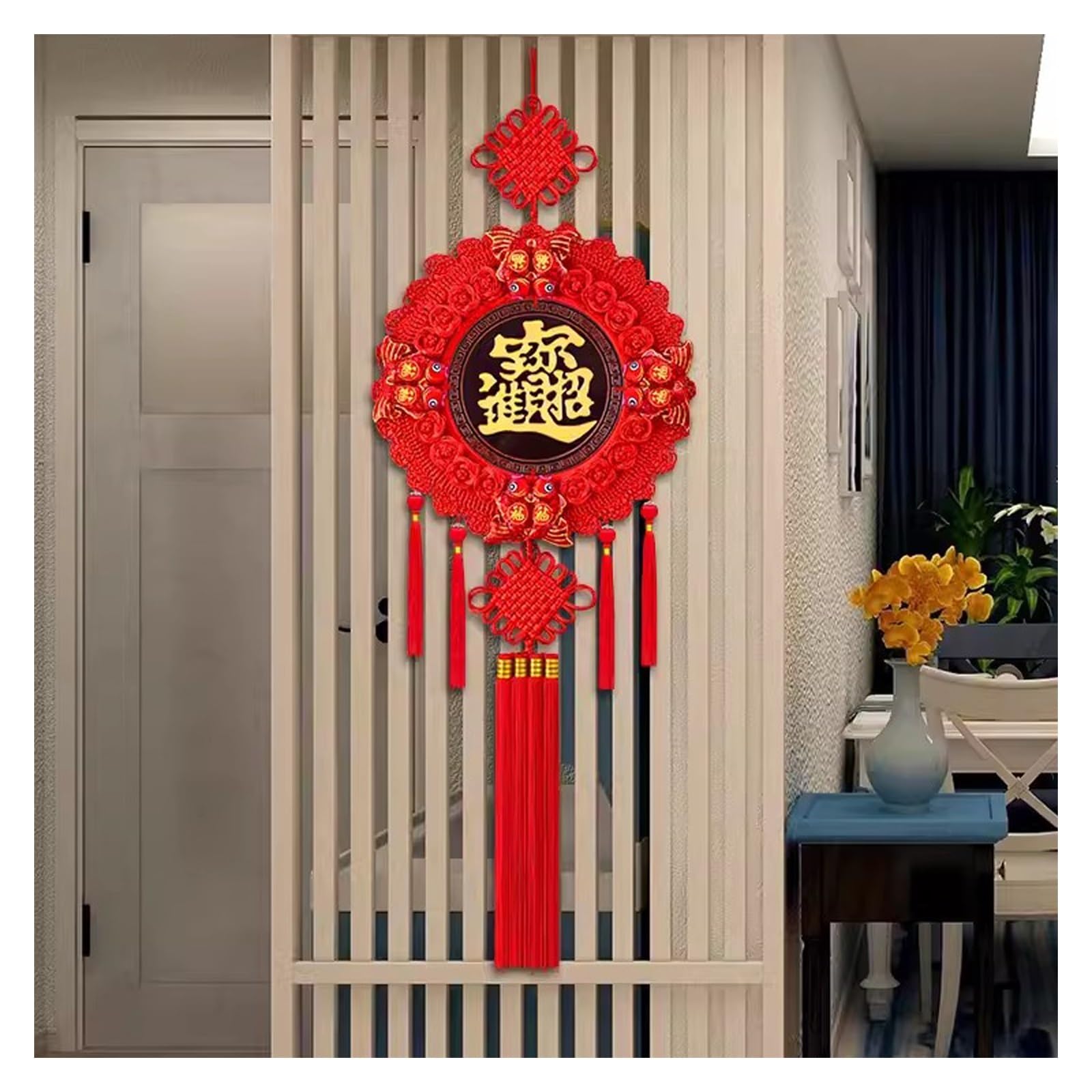 Nudo chino con borla roja para decoración tradicional de Año Nuevo