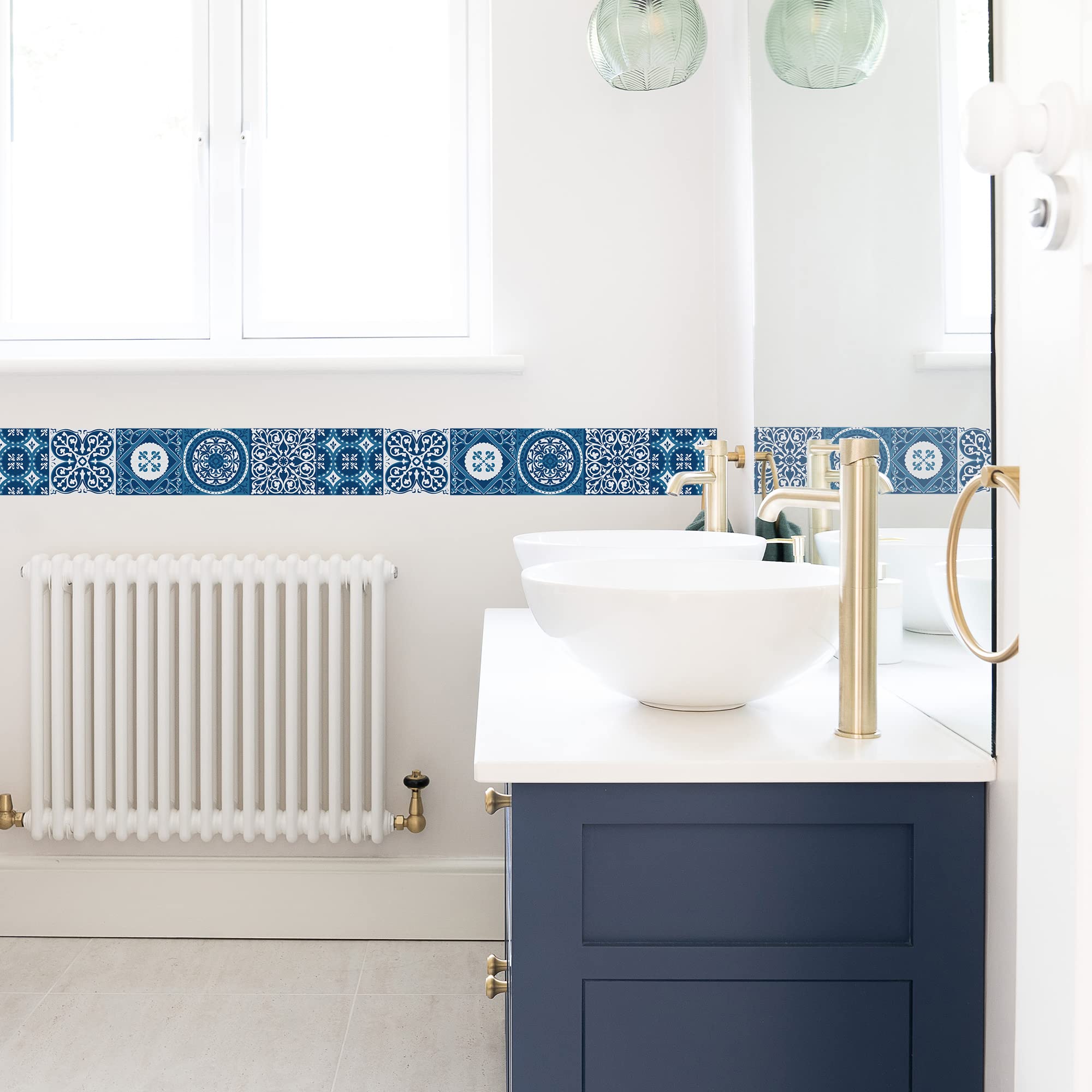 Bordo Adesivo Decorativo 15x300 Cm - Stile Azulejos Blu, Per Pareti E Superfici Lisce - Foto 12