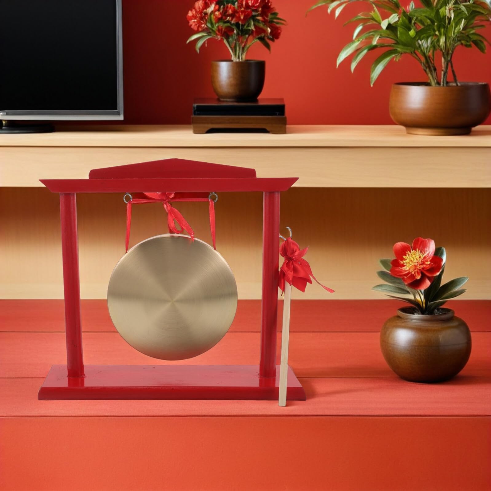 Gong de Madera para Gran Inauguración con Mazo y Soporte