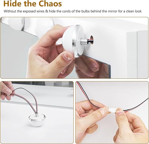 Miniatura 9 de usikey Escritorio grande de tocador de 47.2 pulgadas con espejo grande iluminado, 14 luces, mesa de tocador de maquillaje con 5 cajones grandes y