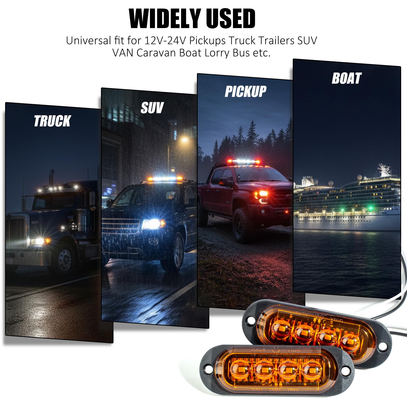 Catekro 10 Luci Ingombro LED 12V-24V, Luci Ingombro Camper Ripetitori Laterali a Filo per Auto Indicatori Laterali con 4 LED Universali Impermeabile per Camion Camper Furgone Roulotte Barche - Giallo