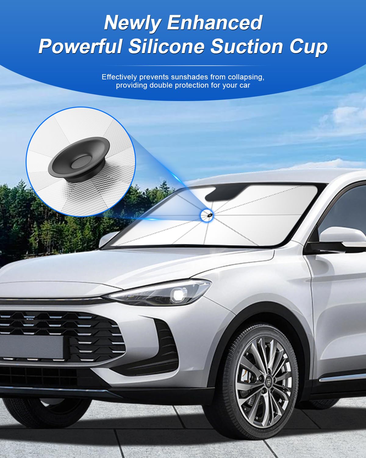 SHAOHAO Kompatybilny z MG ZS 2018-2026 Ochrona przeciwsłoneczna na przednią szybę samochodową, osłona przeciwsłoneczna z uchwytem na rzep, UV-Schutz, akcesoria do MG ZS
