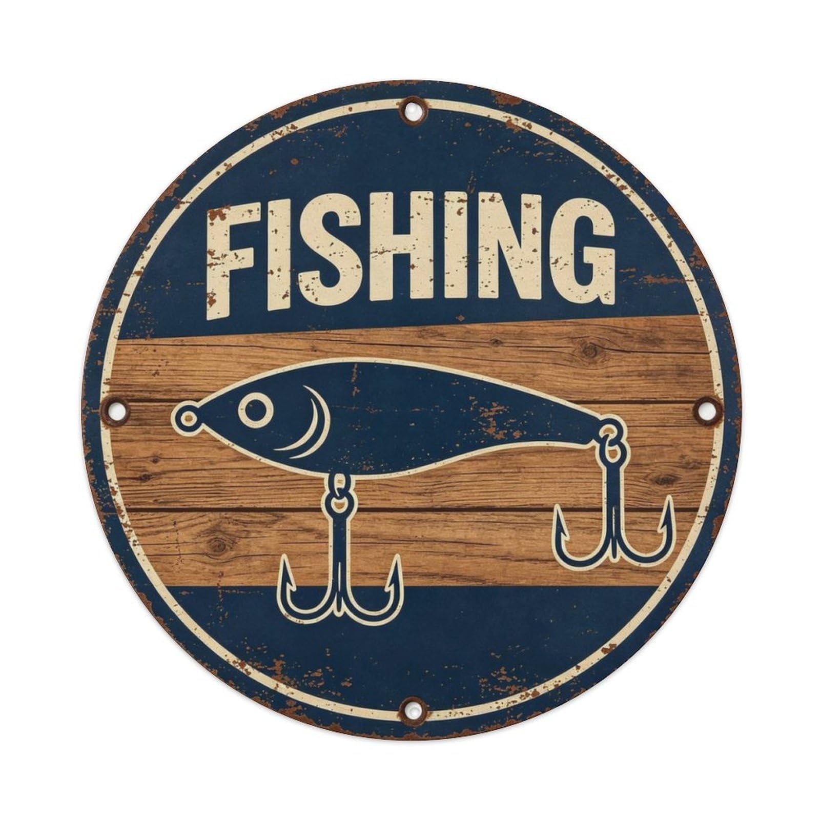 Gone Fishin' Metal Tin Sign Plaque