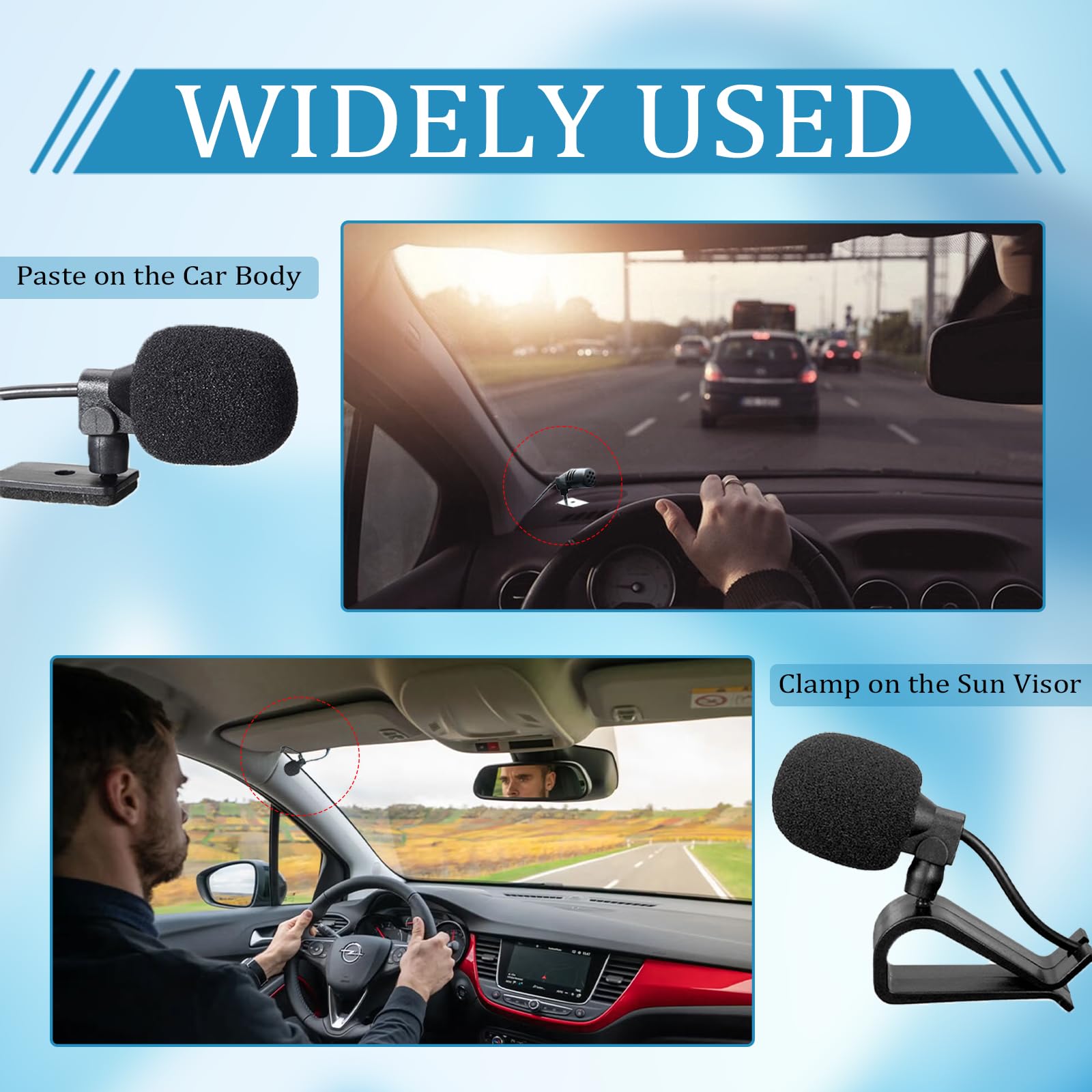 Micrófono Externo de 3,5 mm Compatible con Sony Boss JVC Kenwood Jensen Alpine Mic Micrófono Estéreo De Coche para Bluetooth de Coche Estéreo Video Conferencia Podcast Cable de 3,0 m Plug and Play