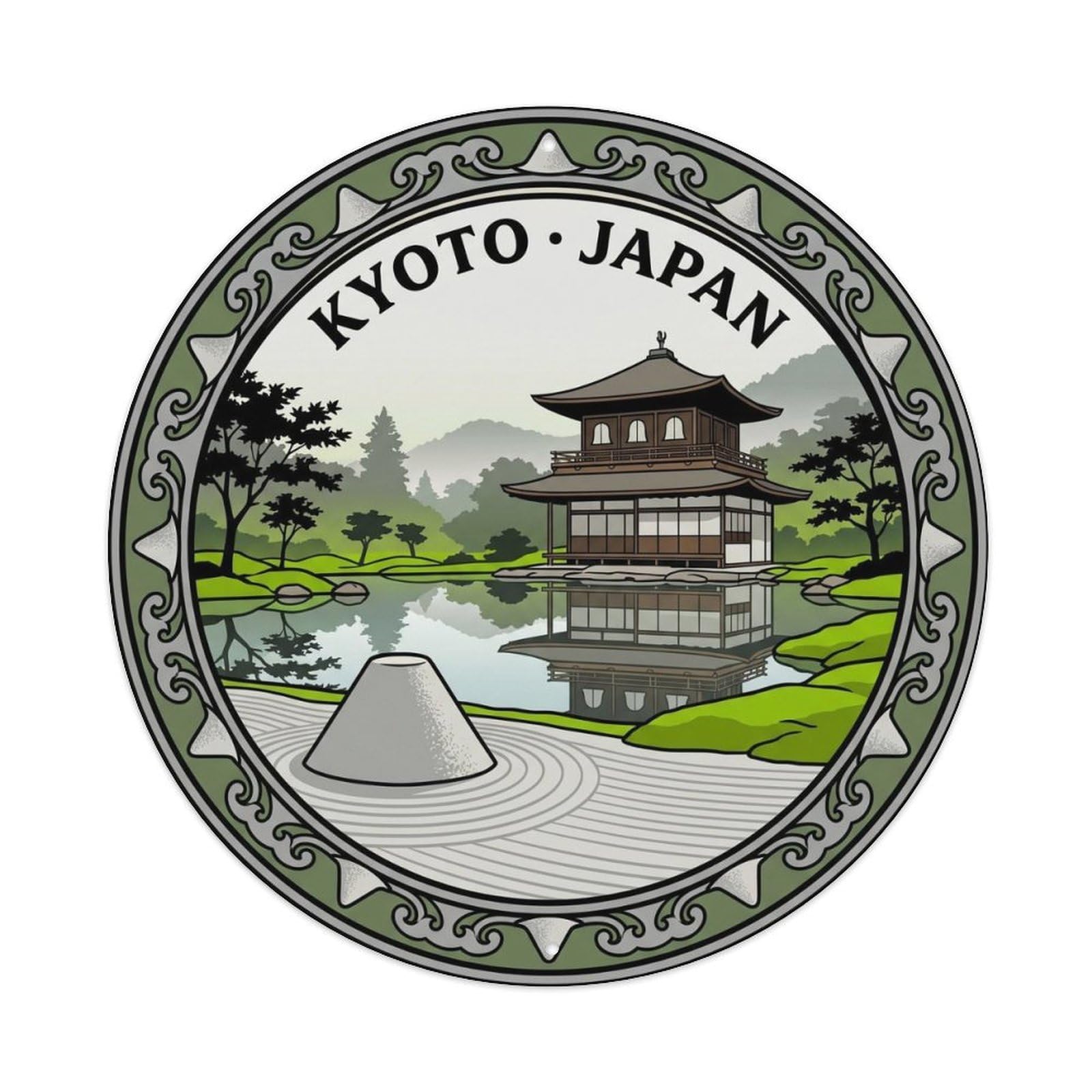 Kyoto Ginkakuji Silver Pavilion Moss Garden City Metal Tin Sign