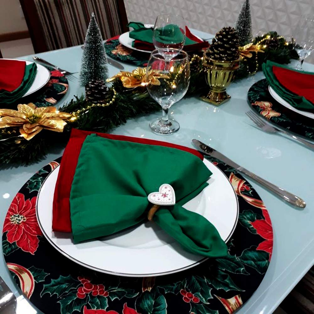 Serviettes De Table Réutilisables Noir Et Or – Lot De 4 – 50x50 Cm – Lavables, Pour Mariage, Noël, Quotidien