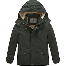 WenVen Boys Winter Thicken Cotton Coat Heavy Sherpa Lined Hooded Parka Jacket