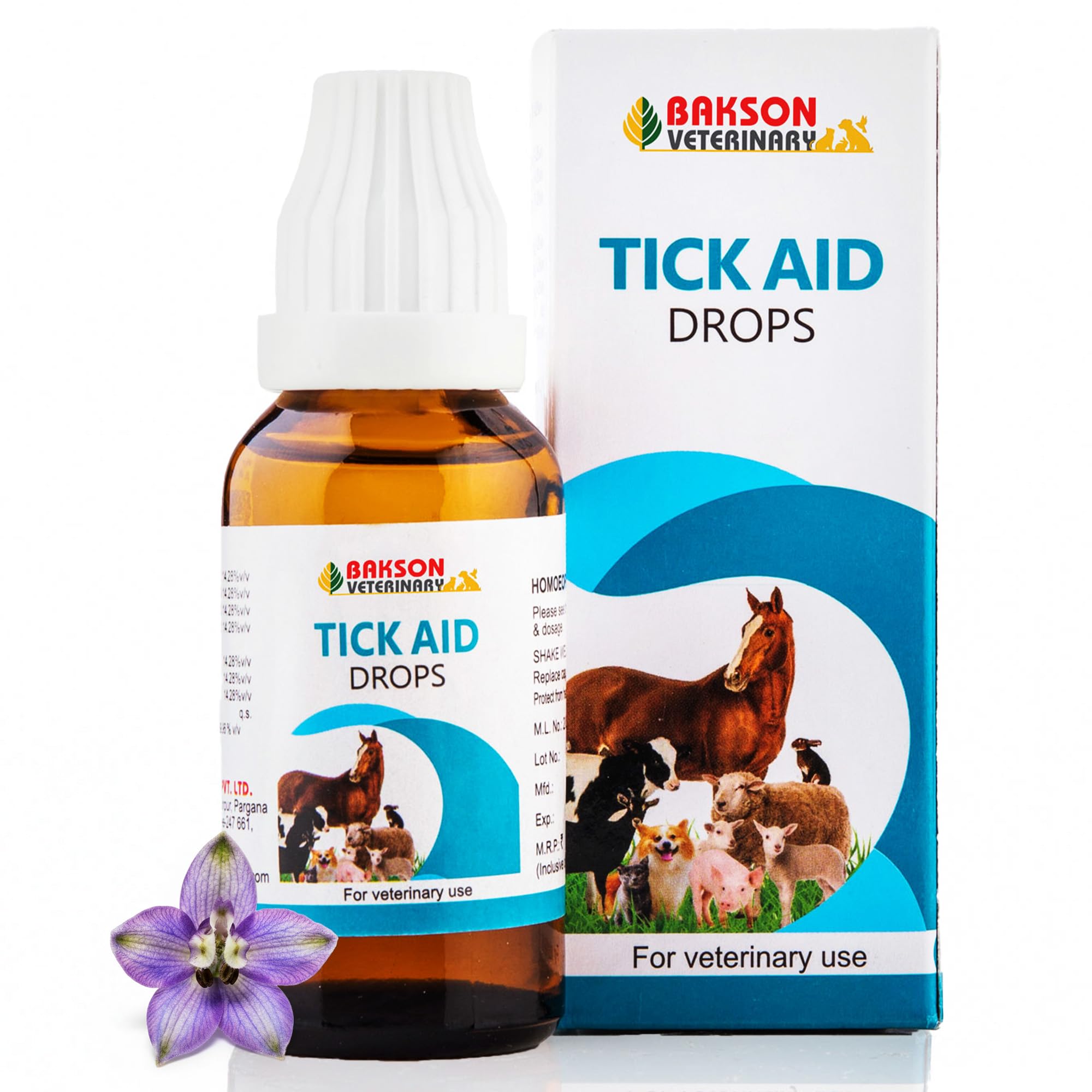 Bakson Veterinary | Tick Aid Drops | Tick Fever Medicine | Tick Infection | Safe Medicine for Pets | Ticks & Fleas in Pets | No Side Effects| Itching Tick Bite | 30ML