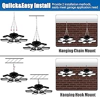 Vista 4 de Paquete de 2 luces LED de garaje de 180 W, 18000 lm, 6500 K, con 6 + 1 paneles deformables, luz de tienda LED, para sótano, granero, techo