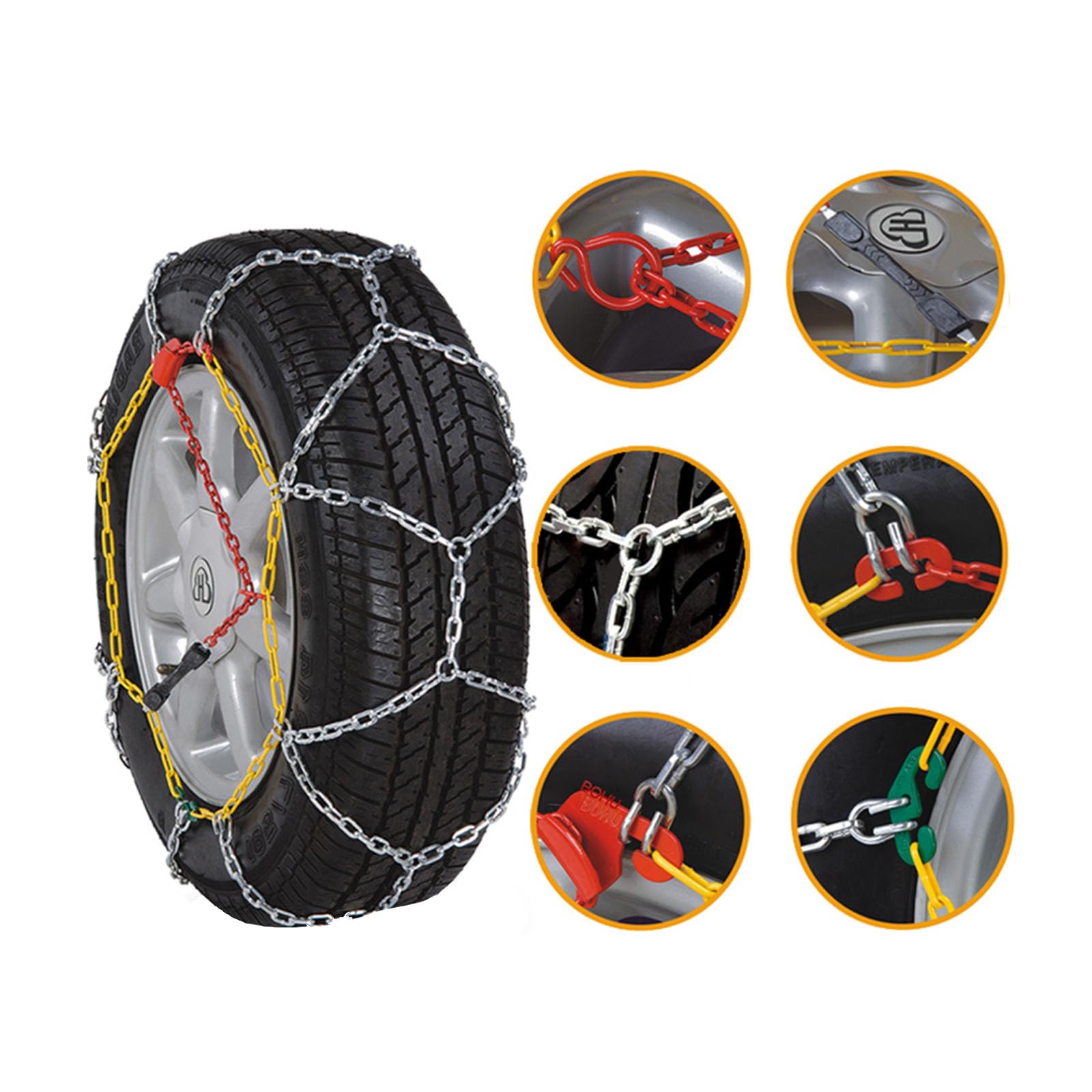 Chaussette Neige Pour Pneu Voiture Lot De 26 Chaînes à Neige Universelles Pour Pneus De Voiture - Antidérapantes, Réutilisables, Urgence Neige/Glace Chaine A Neige