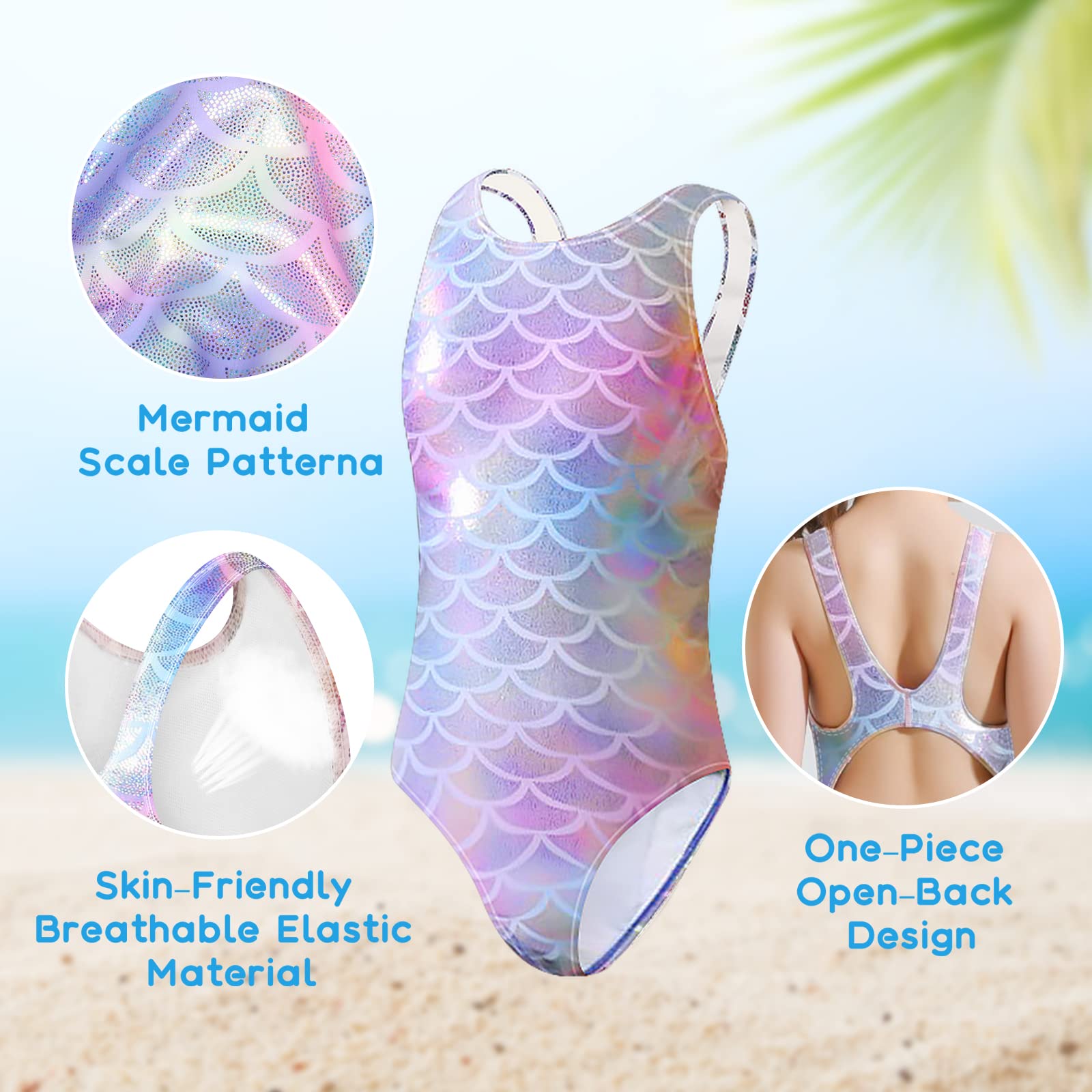 flintronic Traje de Baño Una Pieza Niña, Bañador Hawaiano