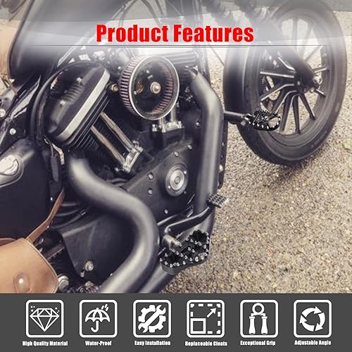 Miniatura 7 de Goldfire Estriberas delanteras y traseras estilo MX para reposapiés Mini Floorboards Highway Pegs Fit para motocicleta Harley Electra Glide Softail