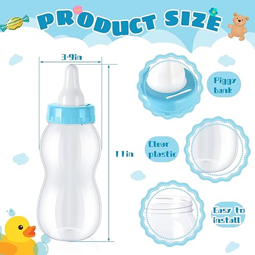 Vista 24 de Tessco for you 2 botellas grandes de leche para bebé, rellenables, para baby shower, de 11 x 4 pulgadas, recipiente de plástico