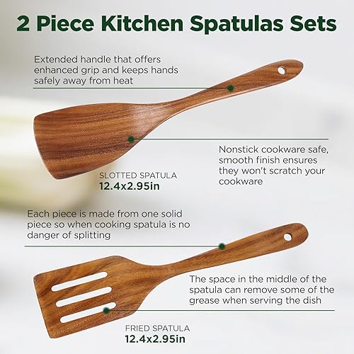 Miniatura 3 de Espátula de madera para cocinar, espátulas de madera para uso en la cocina,Juego de espátulas de madera para cocinar, juego de utensilios de cocina