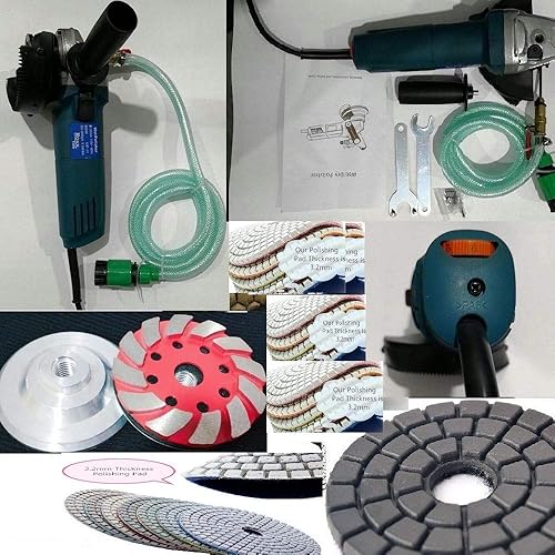 Pulidor húmedo de velocidad variable Alimentación de agua Almohadilla de pulido de diamante de 4 "Rueda de taza de molienda de aluminio aro y