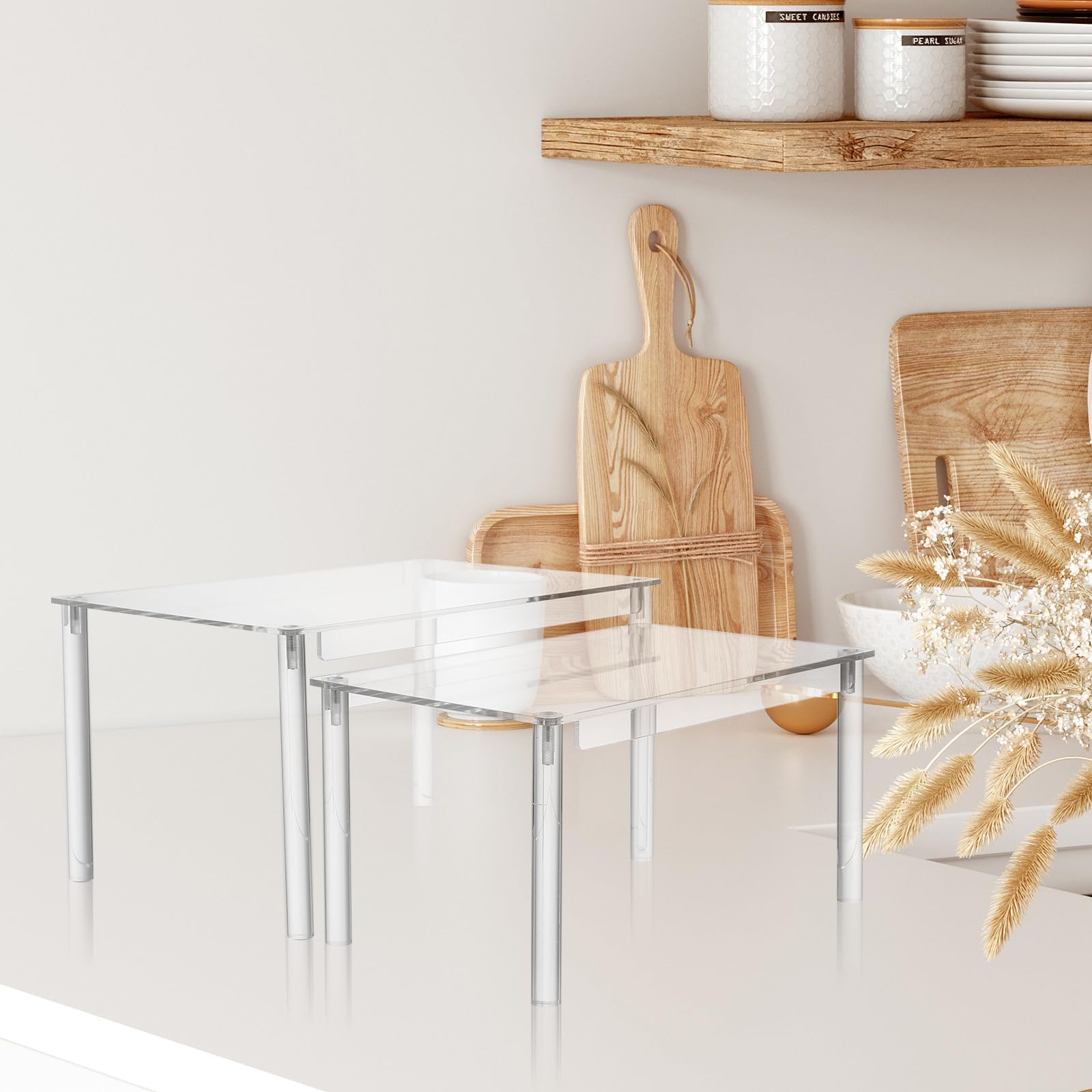 STOBAZA 4 Stück Gewürzorganizer für Schublade Acryl Gewürzregal Verstellbare Ebenen Mehrstufige Regalerhöhung für Küchenschrank Speisekammer und Arbeitsplatte