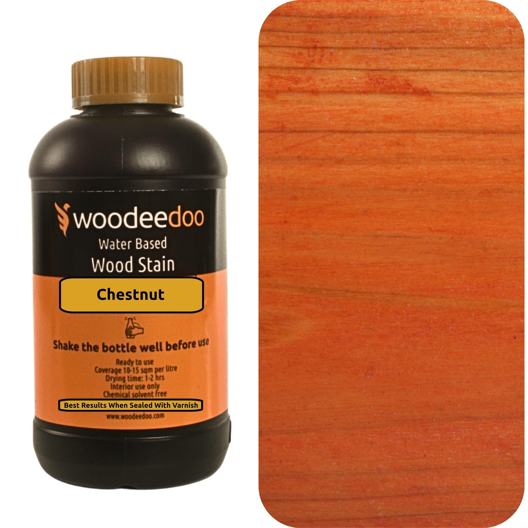 Woodeedoo Chestnut Water Based Wood Stain | Wood Dye | Ready To Use | Environmentally Friendly | Solvent Free | Odour Free| 450 Ml |