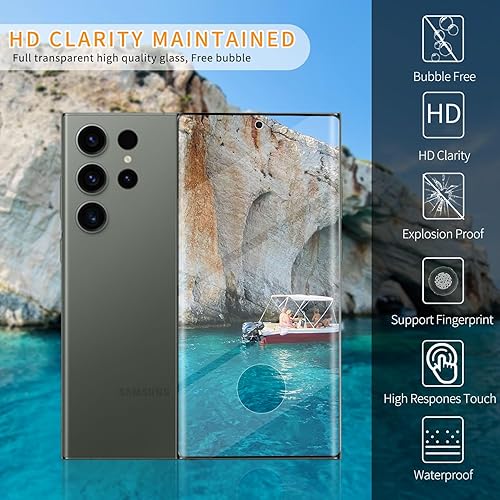Vista 48 de Paquete de 3 protectores de pantalla de vidrio templado curvado aplicables para Samsung Galaxy S21 Ultra 5G de 6.8 pulgadas, compatible