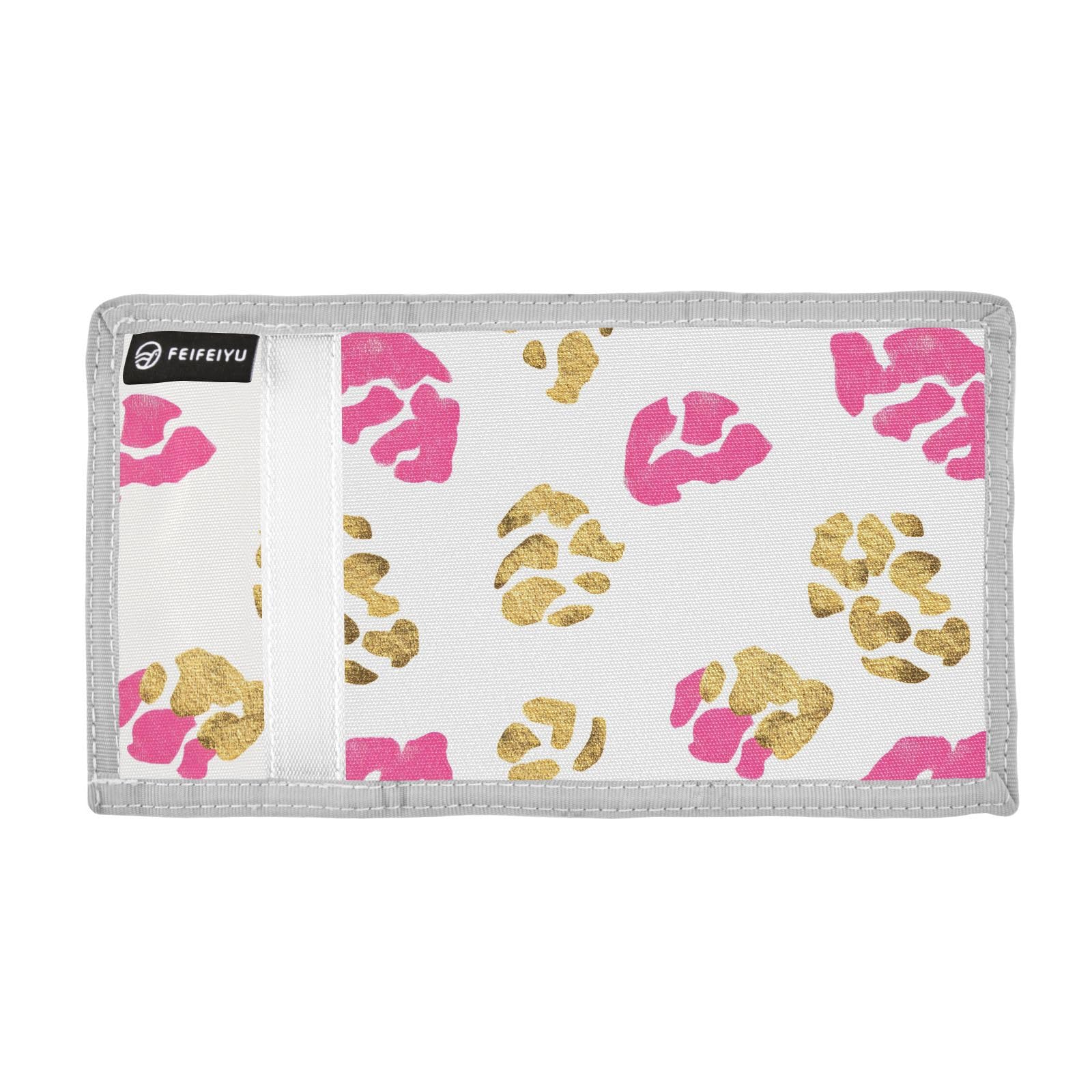 zyrtty Kids Wallets for Boys Girls Ages 4-18 Trifold, Leopard Print Gold Pink Wallet with Zippered Coin Pocket and Card Holders, Novelty Wallet for Childrens Birthday Gifts