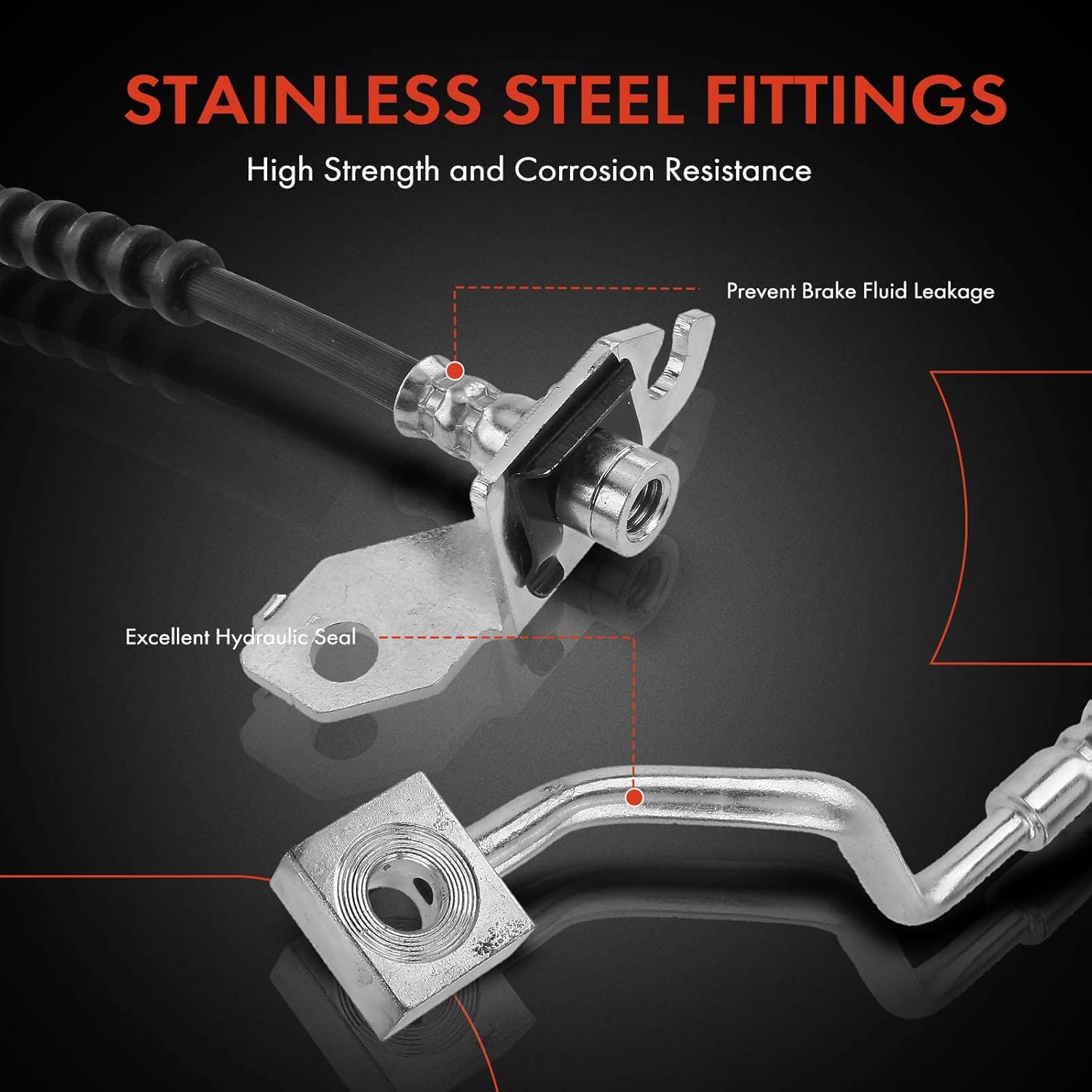 A-Premium Front Driver Brake Hydraulic Hose Compatible with Select Ford Models - For F-250 Super Duty, For F-350 Super Duty, F-450 Super Duty, F-550 Super Duty, 2017-2021