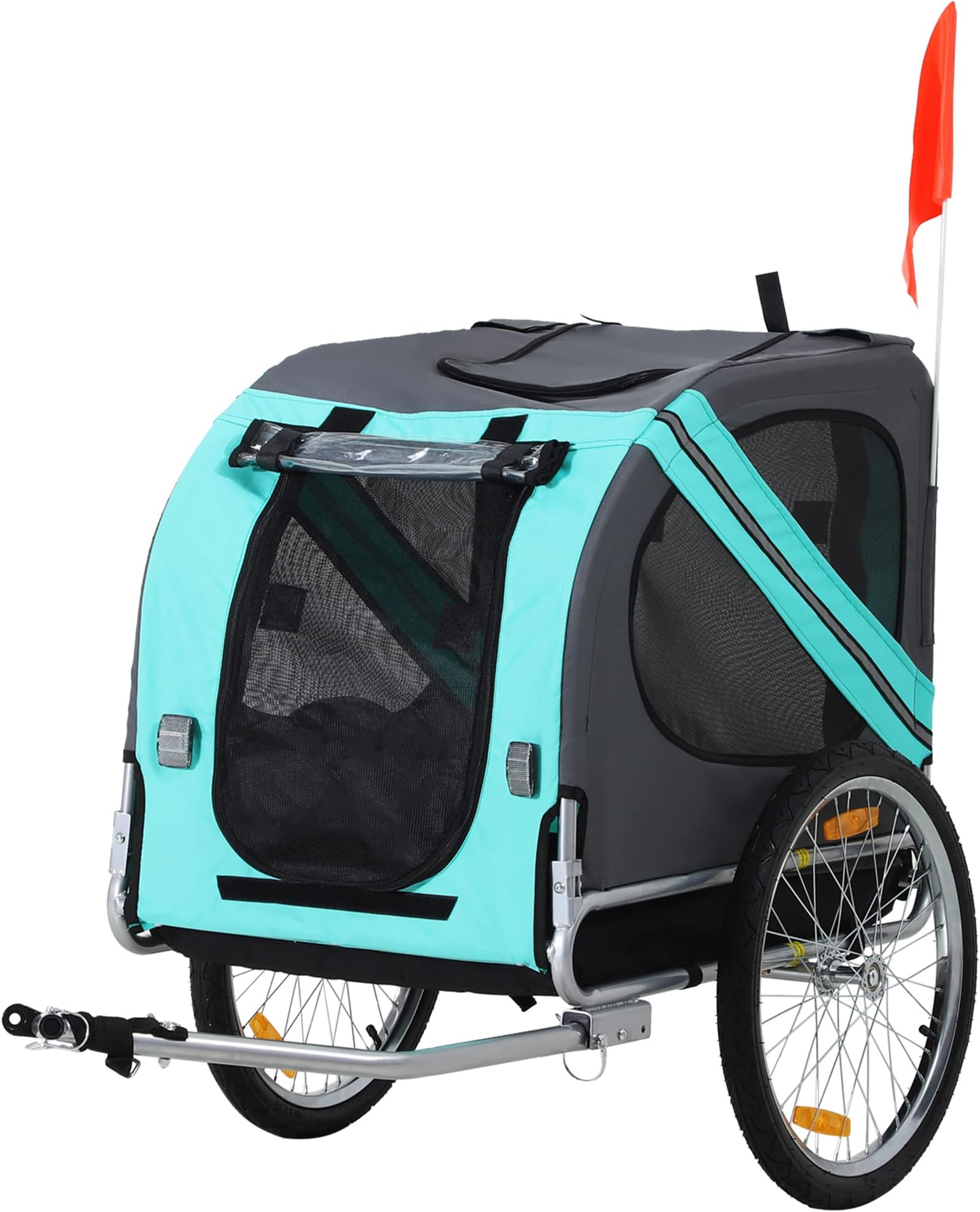 PawHut Folding Dog Bike Trailer Pet Cart Carrier for Bicycle Travel in