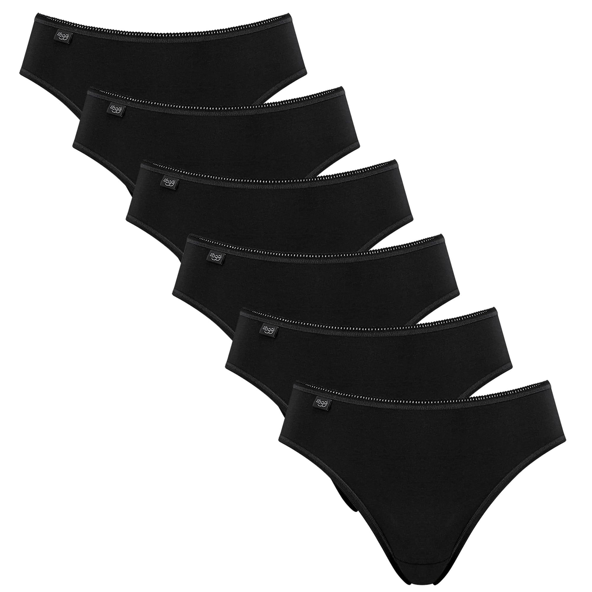 sloggi Damen Slips 24/7 Cotton Tai Slip 8301QG66 6er Pack, Farbe:Schwarz, Wäschegröße:42, Artikel:-0004/04 black