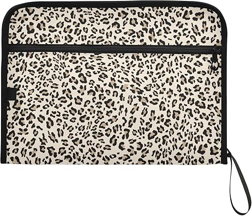 Miniatura 7 de susiyo Carpeta de archivos expandible con estampado de animales de leopardo, 13 bolsillos, tamaño carta A4, tamaño carta