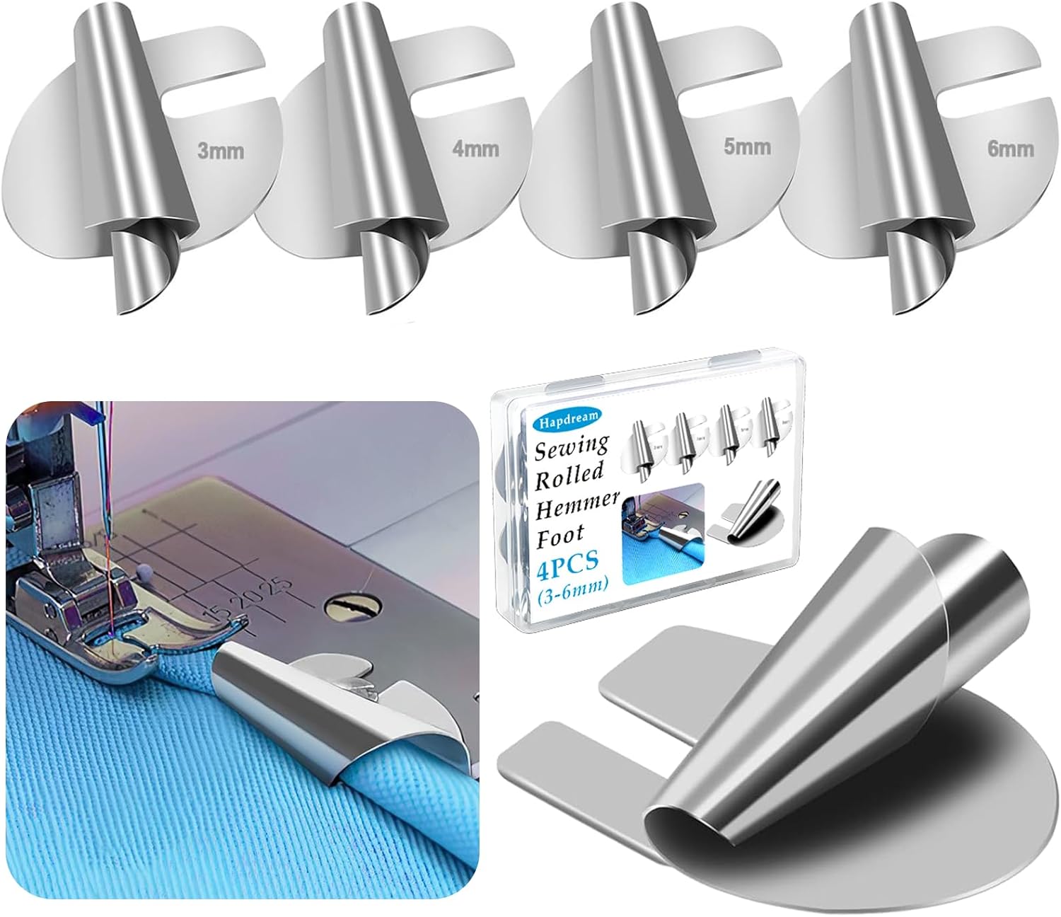 Sewing Rolled Hemmer Foot Universal, [36mm 4 Sizes] Rolled