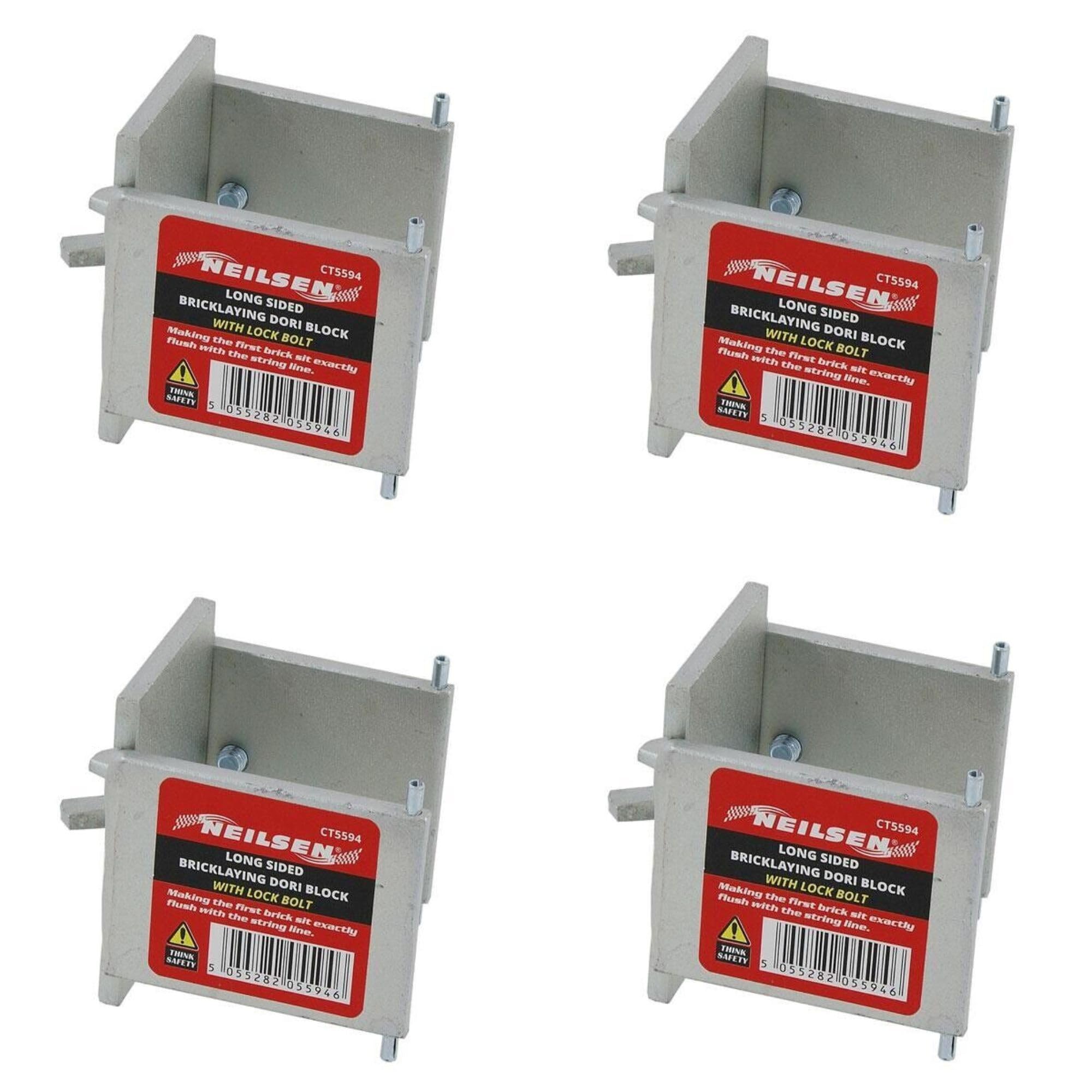 Sbz Silver 4 Pack Long Sided Dori Block Bricklaying Clamp With Lock Bolt For Use With 40Mm | 50Mm Profile Pole - Ct5594
