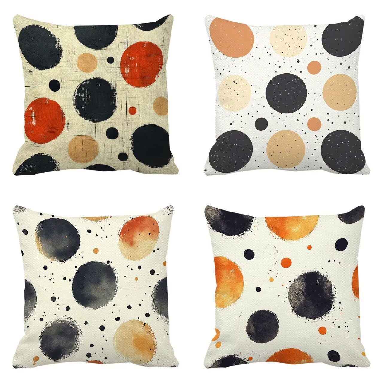 Housse coussin 65 x 65 imperméable lot de 4 noir géométrique anti-tache pour jardin