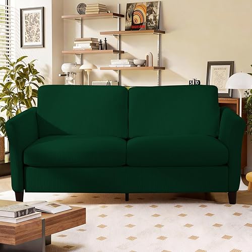 Miniatura 18 de Sofá biplaza de pana, sofás modernos y cómodos con bolsillo lateral, sofá de nube para sala de estar, dormitorio y espacios pequeños, color beige