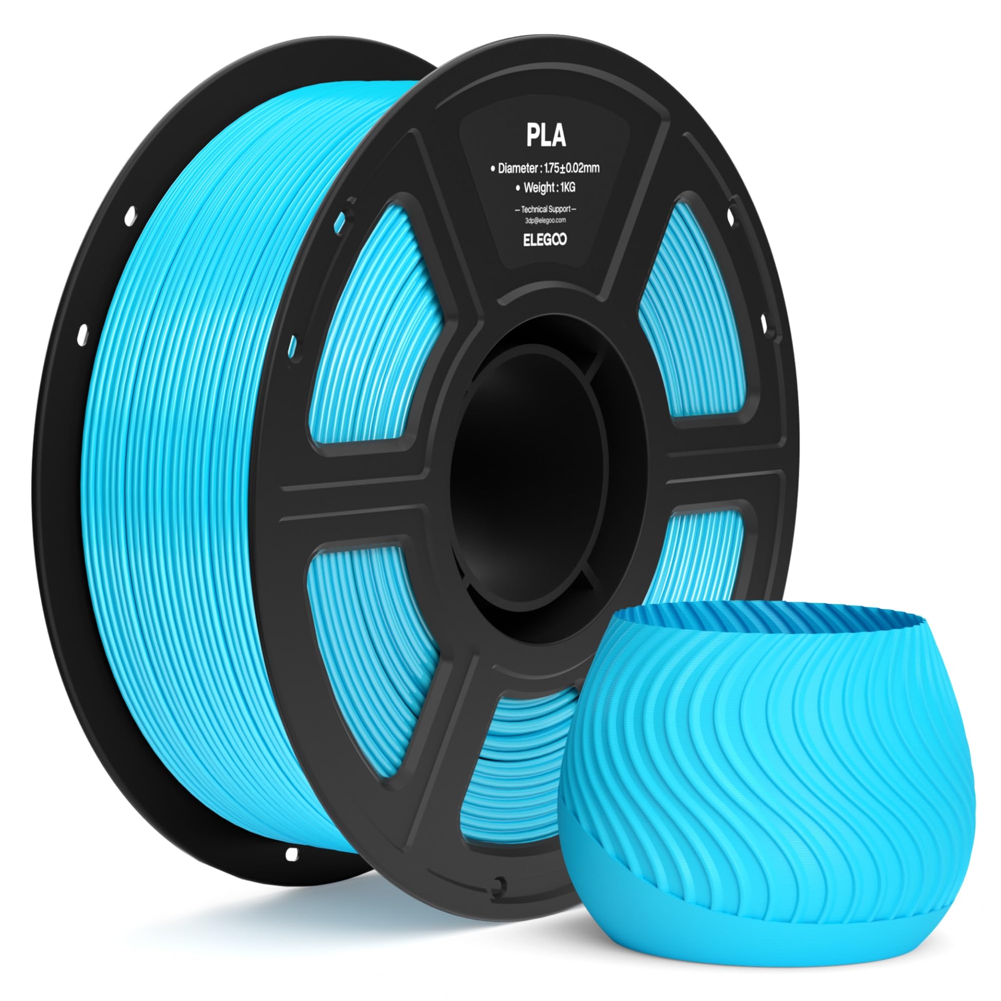 ELEGOO PLA Filament 1,75 mm Himmelblau 1 KG, Filament-3D-Druckmaterialien 3D Drucker Filament, Maßgenauigkeit +/- 0,02 mm, 1KG Kunststoffspule Passend für die Meisten 3D Printer
