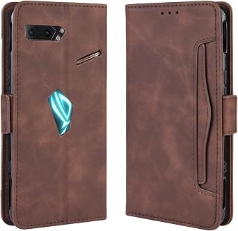 Cover Compatible with Asus ROG Phone II/ROG Phone 2 ZS660KL [Dual Card Slot][Flip Stand][Phone Case][Magnetic Clasp] Wallet Brown