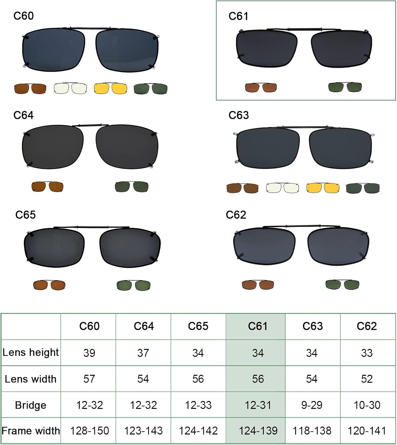 Eyekepper Metal Frame Rim Polarized Lens Clip On Sunglasses 56 * 34MM - Image 7