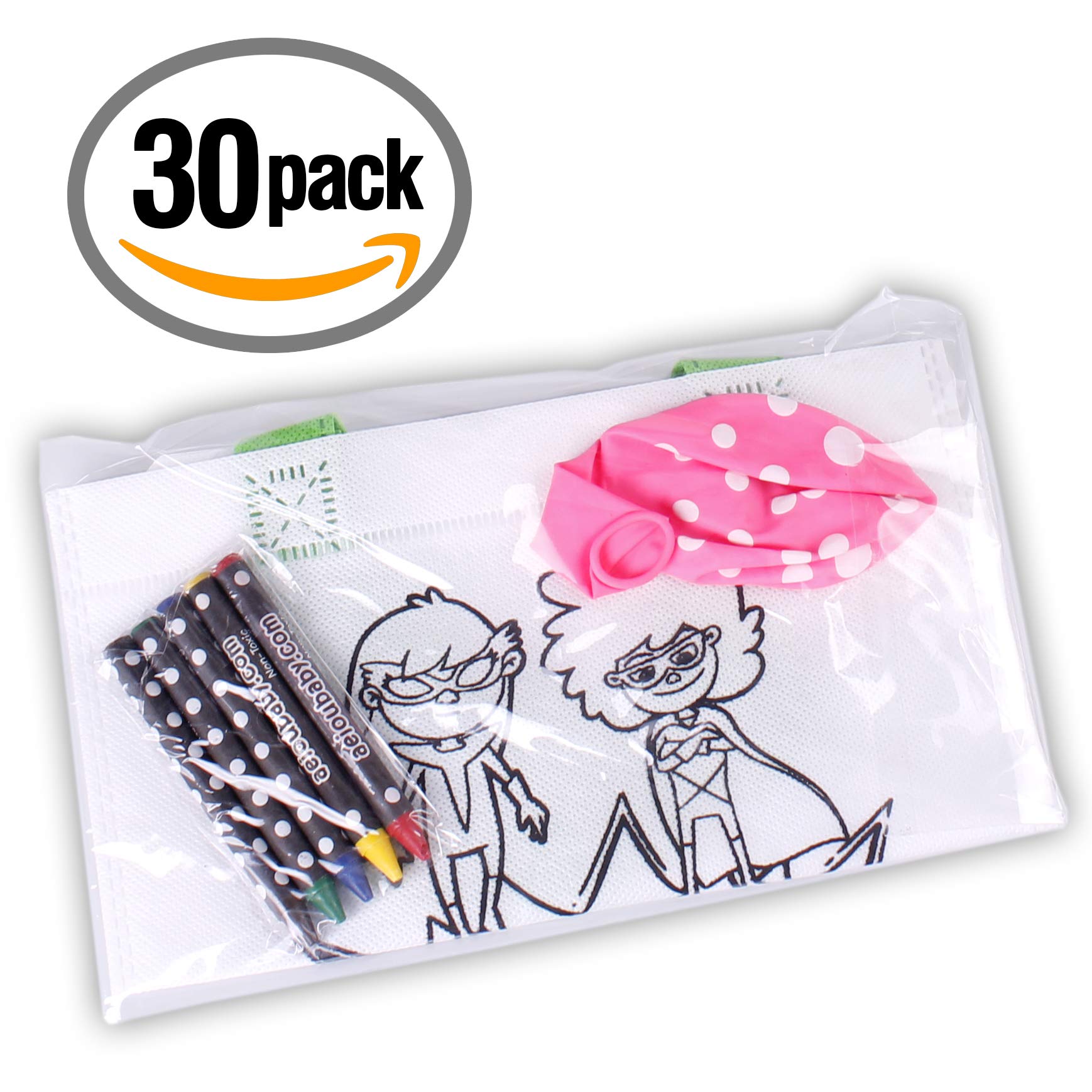 aeioubaby.com Bolsas para Colorear | Regalos de Cumpleaños para Niños con 5 Ceras y Globo | Actividad Creativa para Fiestas Infantiles | Pack 30 Cuento