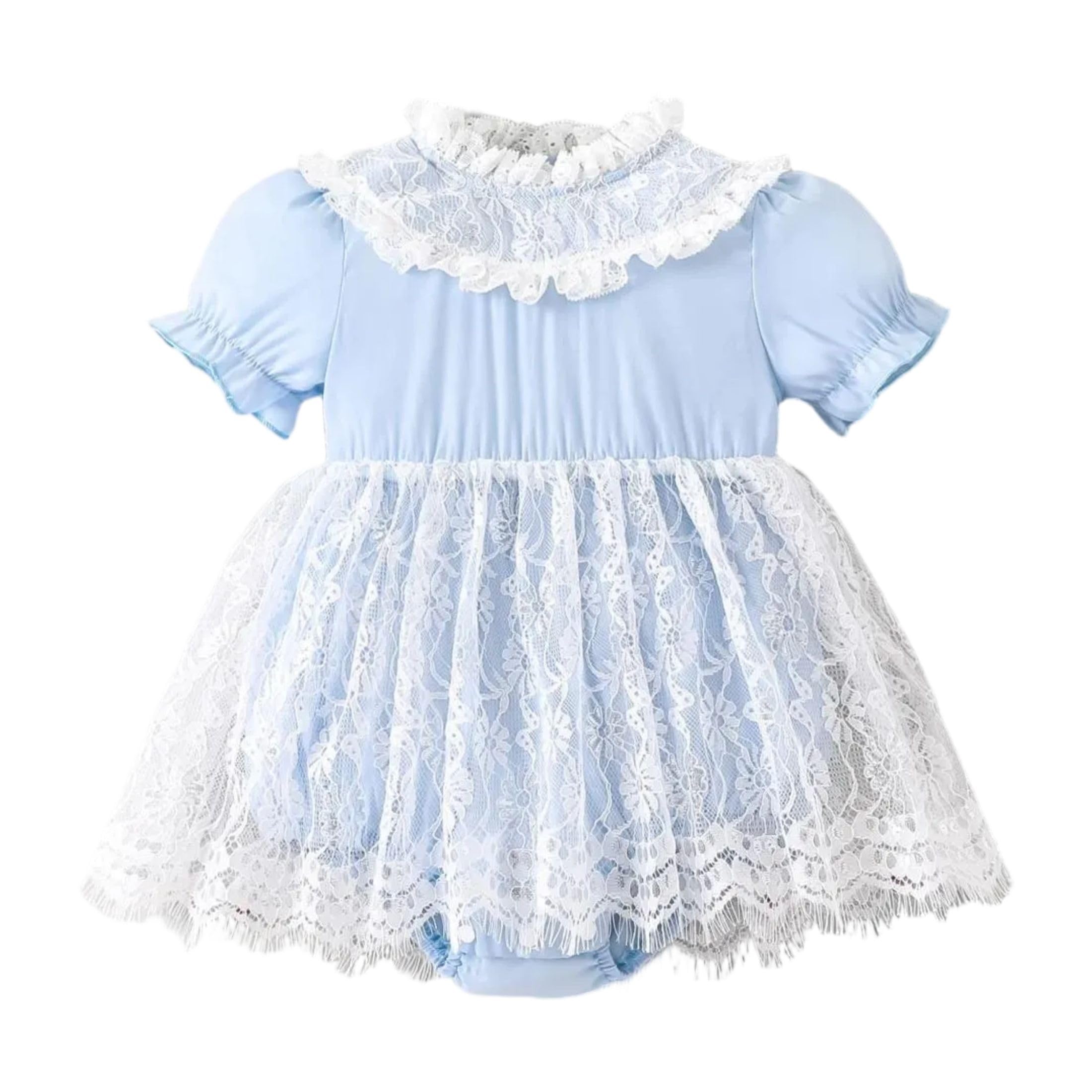Lace Ruffled Puff Sleeves Onesie-image-31