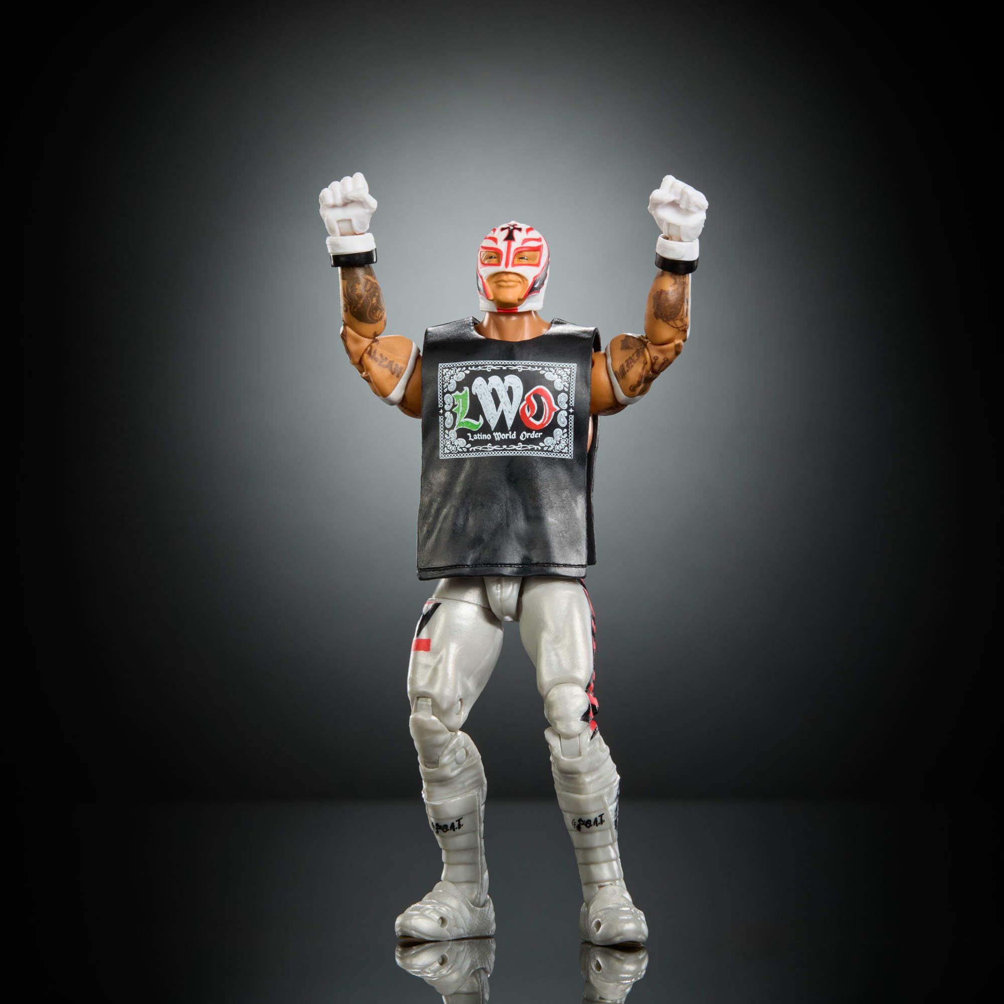 Mattel WWE Elite Actionfigur und Zubehör, Serie #125 Set, ca. 15 cm große Sammelfigur Rey Mysterio mit 25 Bewegungspunkten und austauschbaren Händen, JHT67, [Mehrfarbig]