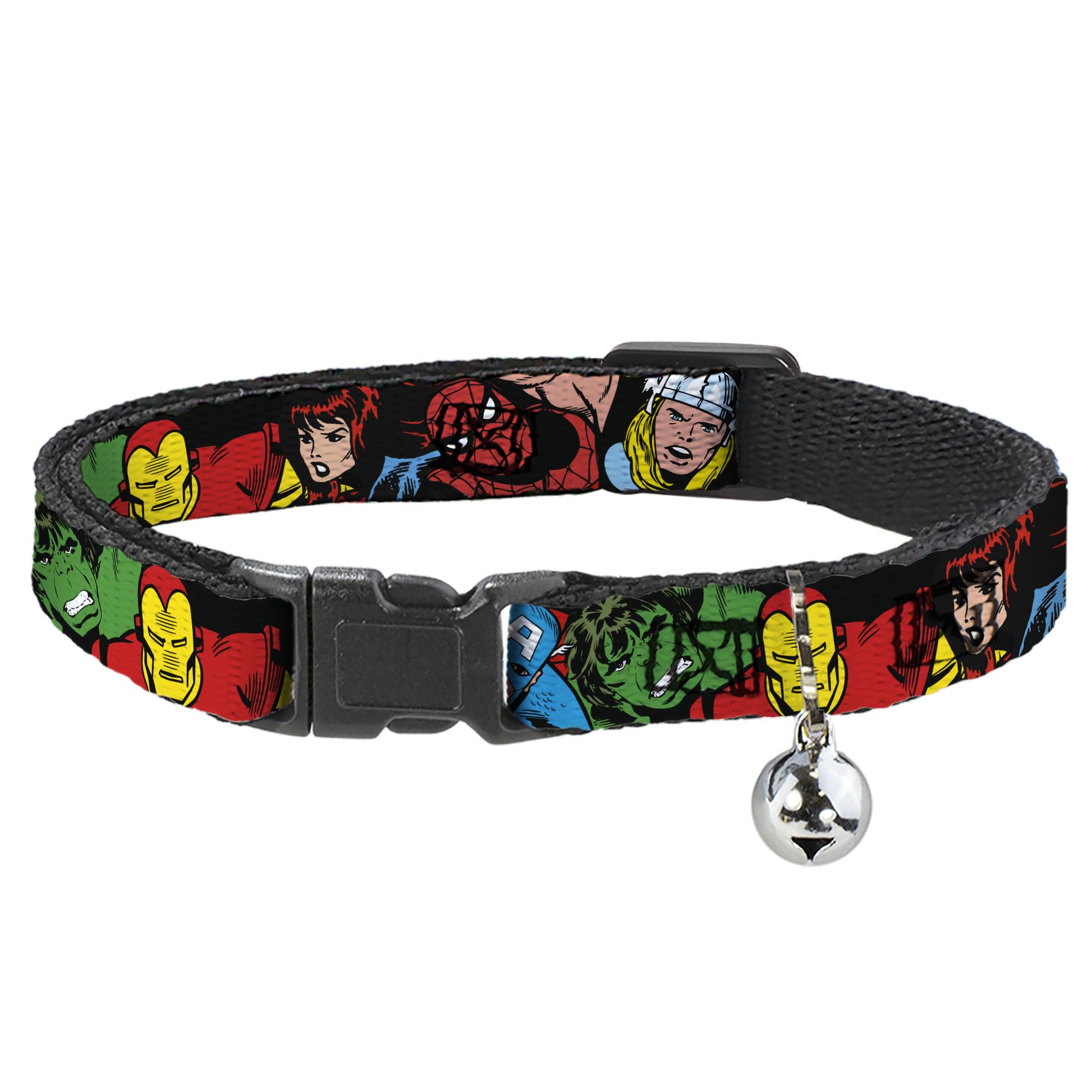 Collar de gato breakaway Marvel negro con cierre de seguridad anticaídas